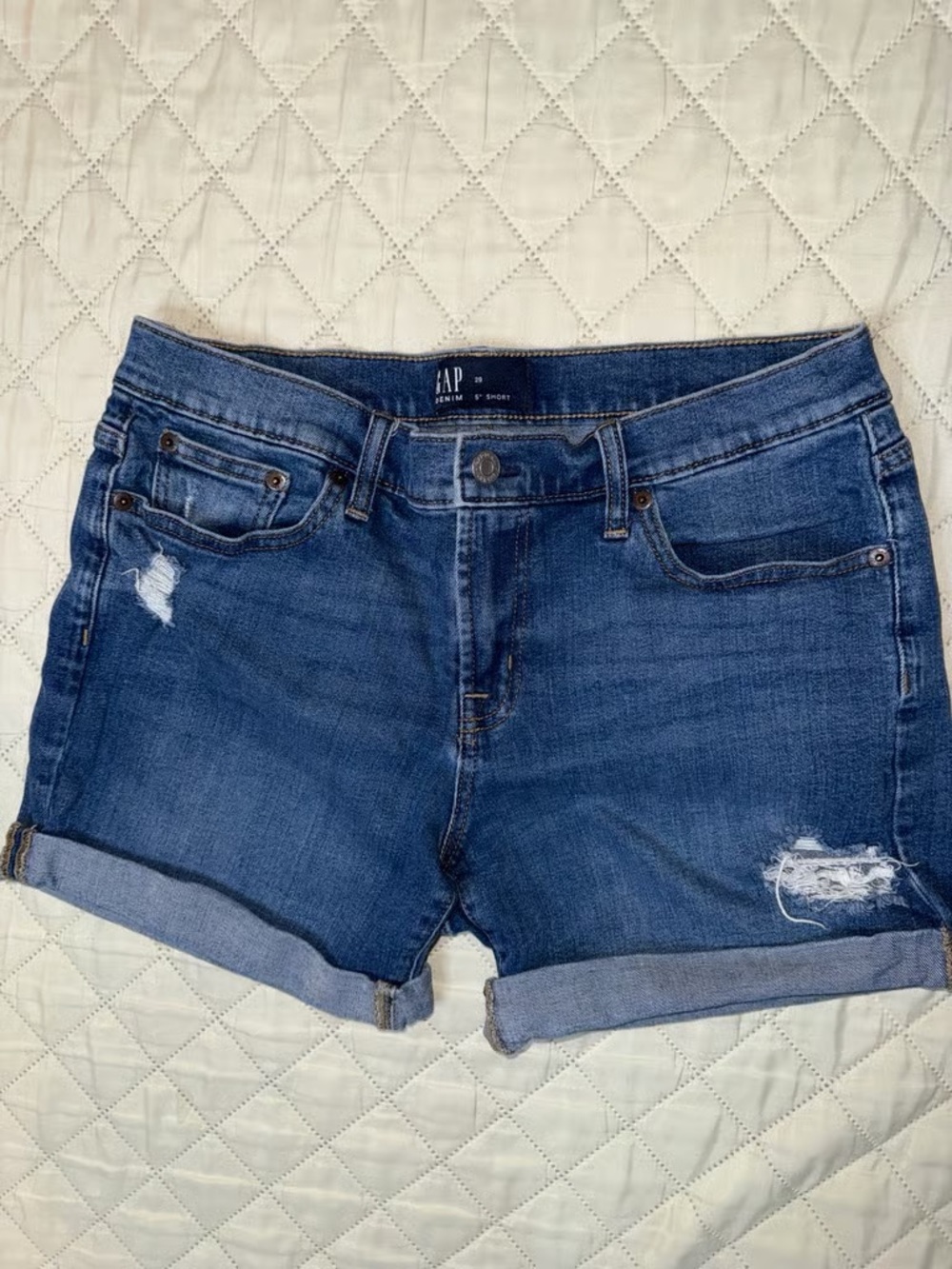 Dark Blue Rolled Hem Women's Shorts